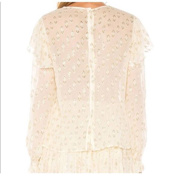 LoveShackFancy Erin Blouse Cream With Metallic sz XS - Picture 2 of 6